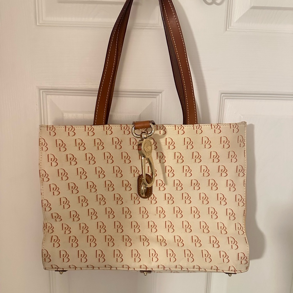 Dooney & Burke Cream and Brown Tote Bag
